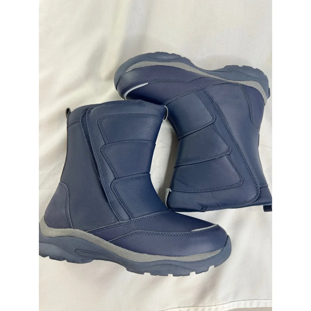 Lands End Youth Snow Flurry Boots Navy Blue Winter Water Resistant 6M V3328